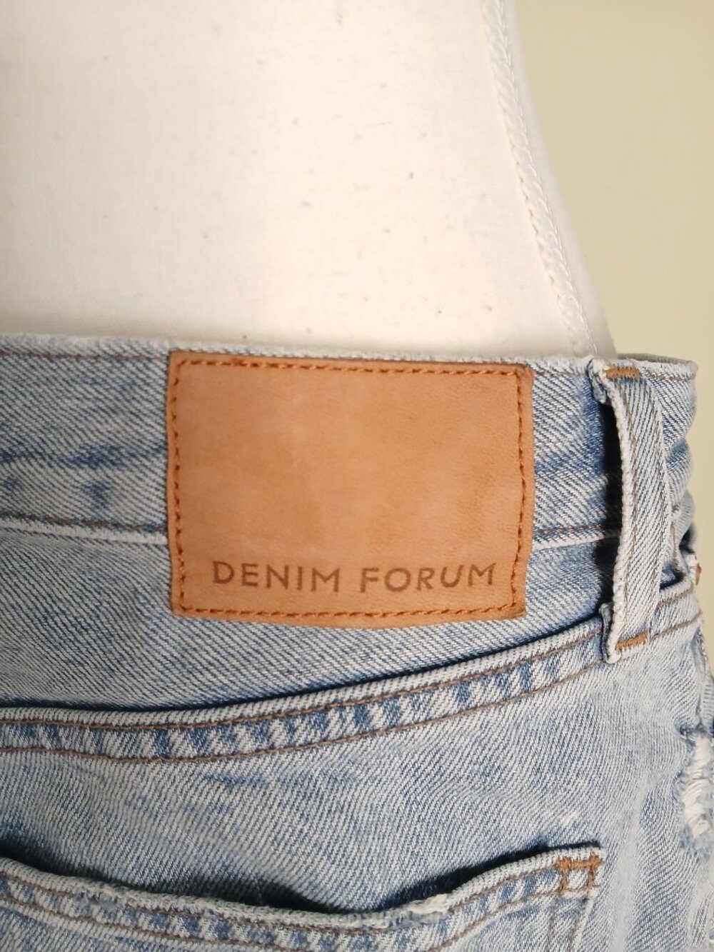 Denim Forum Light Blue High-Rise Cutoff Jean Shorts - Picture 5 of 9